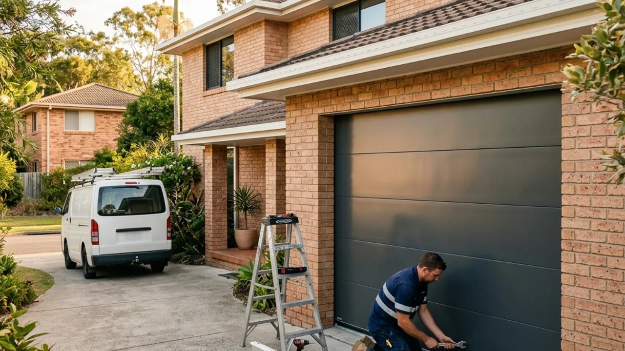 New garage door installation, fitting a sectional door and opener in Brisbane